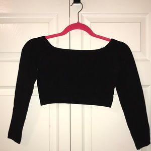 Black Ribbed Long Sleeve Top